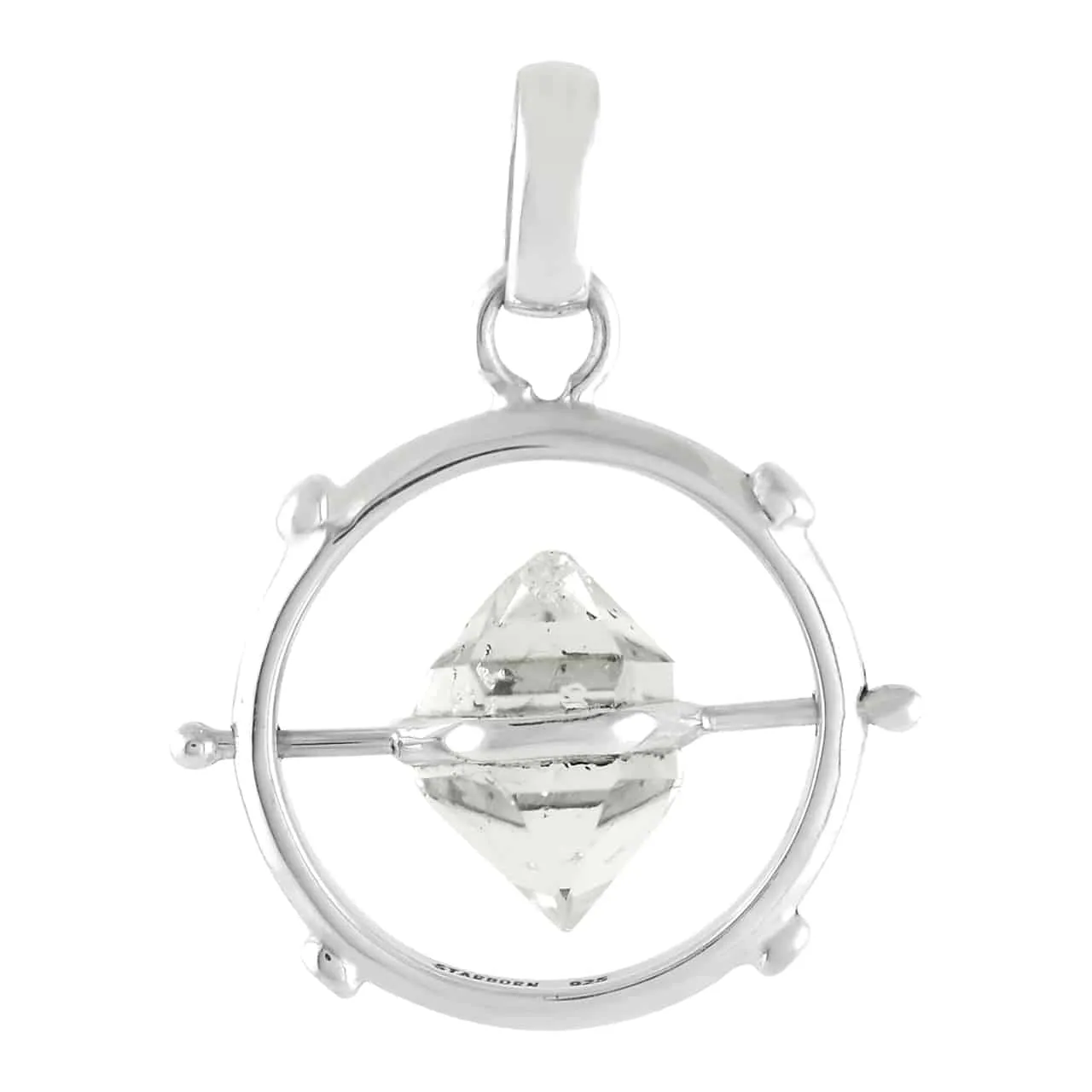 Starborn Herkimer Diamond Spinner Pendant in Sterling Silver