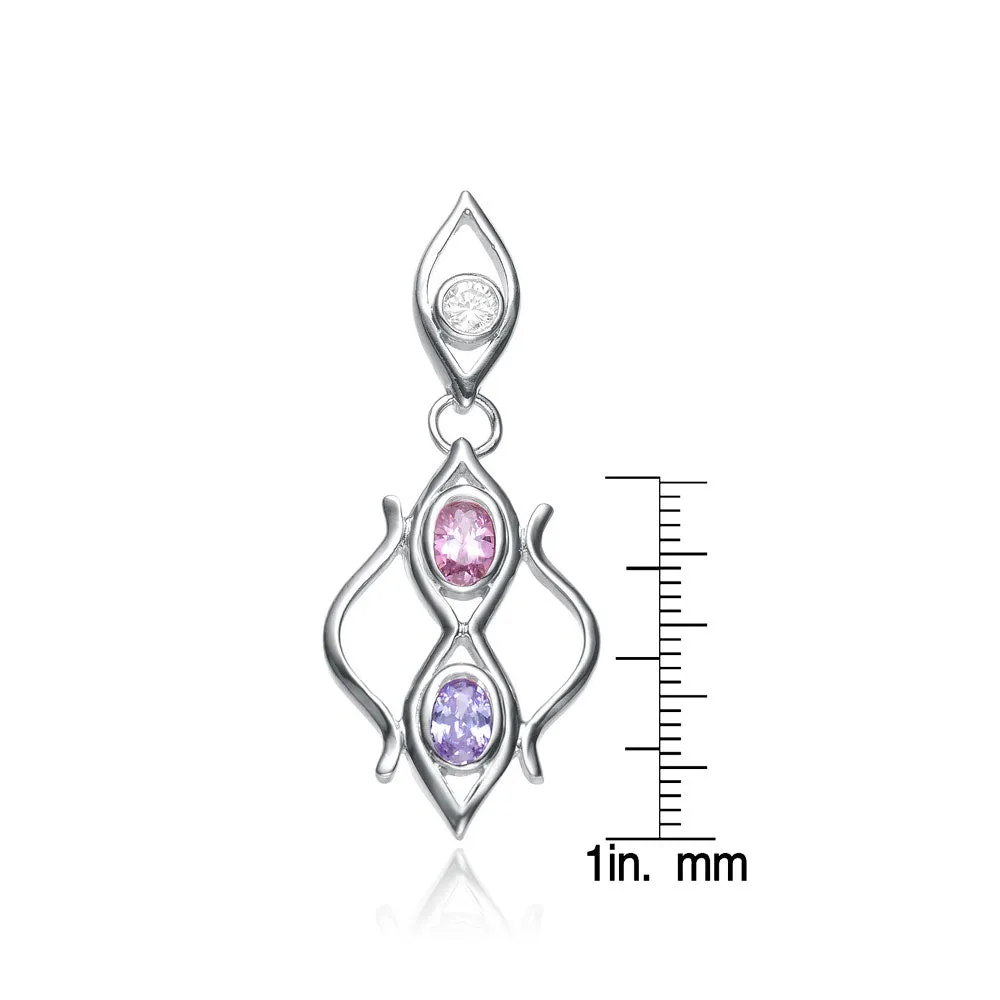 Sterling Silver Cubic Zirconia Pastel Filigree Earrings