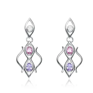 Sterling Silver Cubic Zirconia Pastel Filigree Earrings