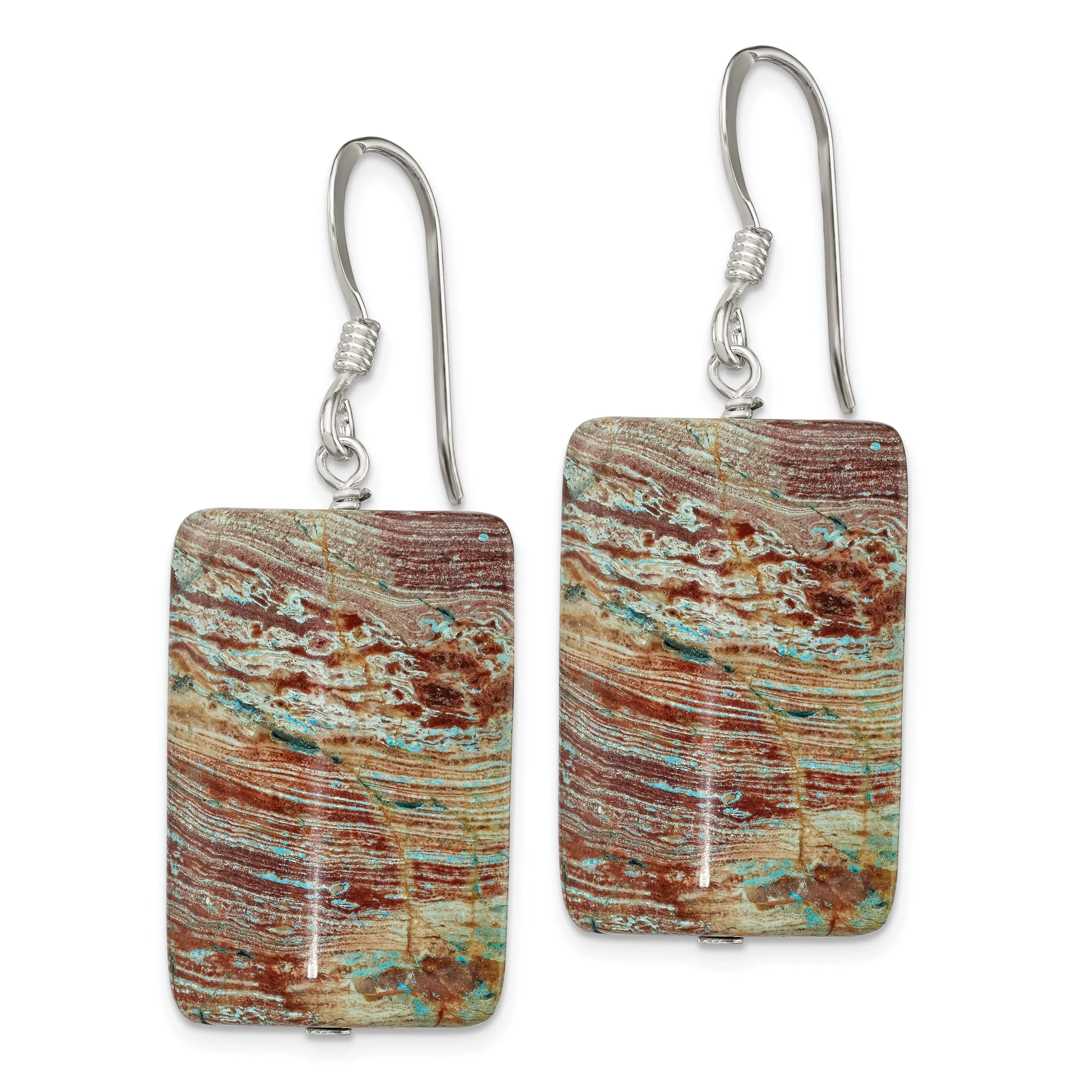 Sterling Silver Genuine Jasper Drop Earrings