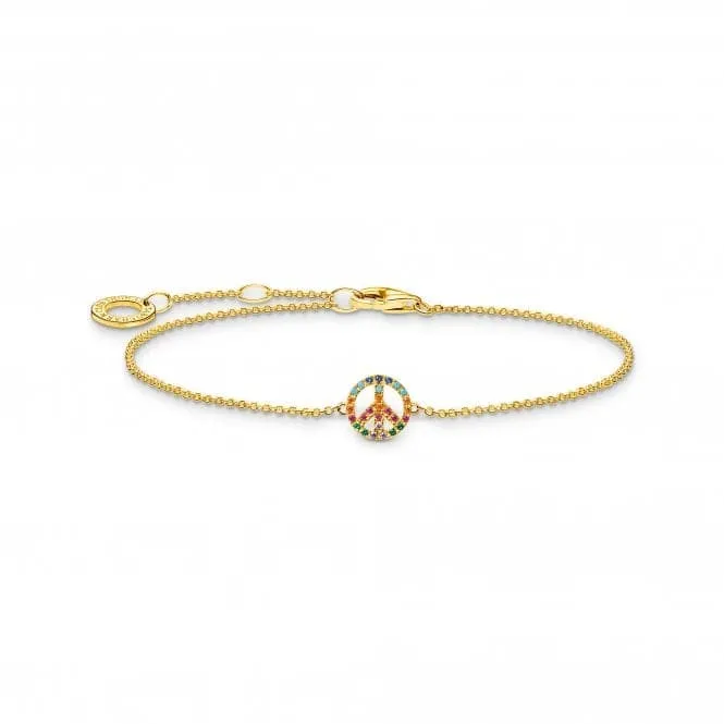 Sterling Silver Gold Plated Multicoloured Peace Bracelet A2083-488-7-L19V