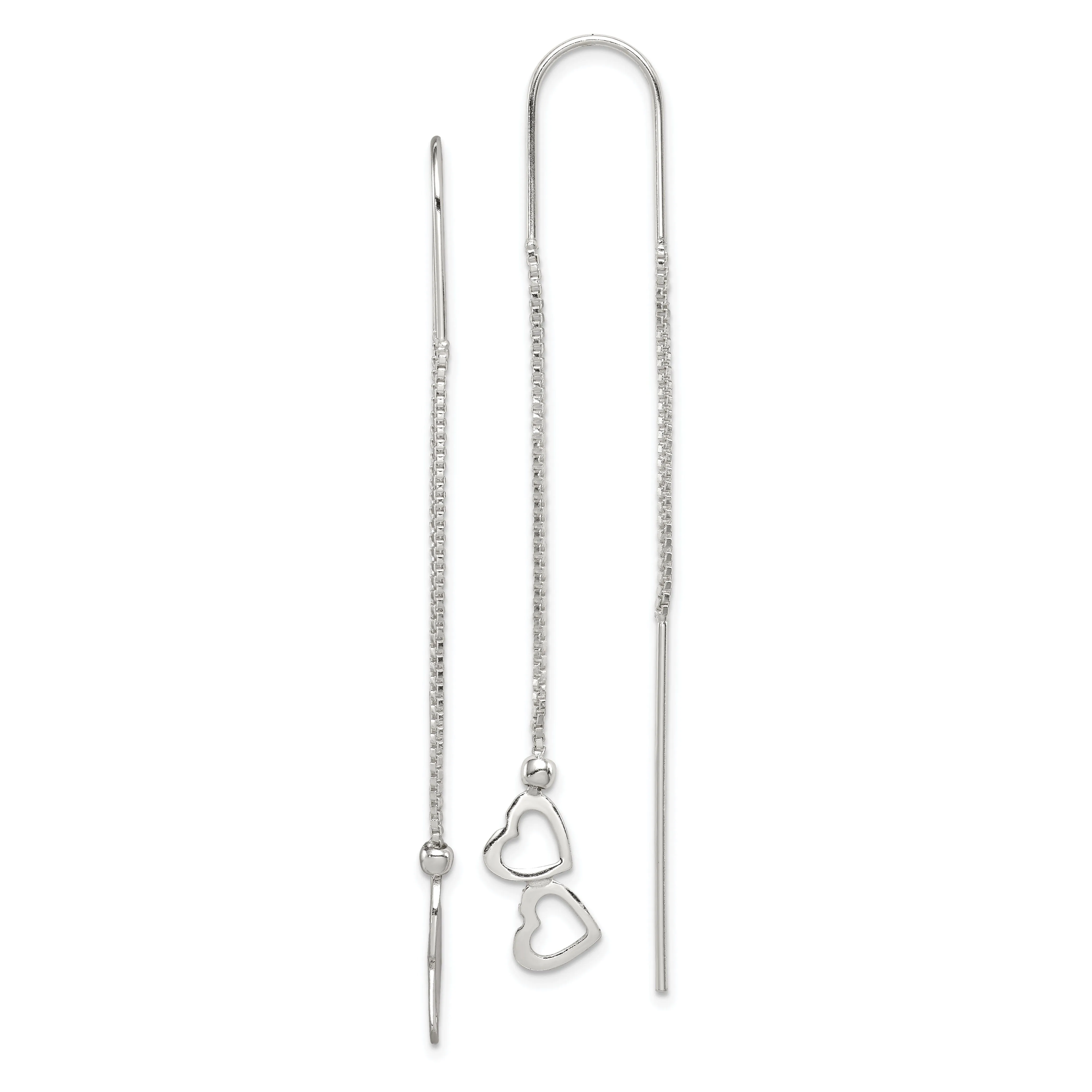 Sterling Silver Heart Threader Earrings