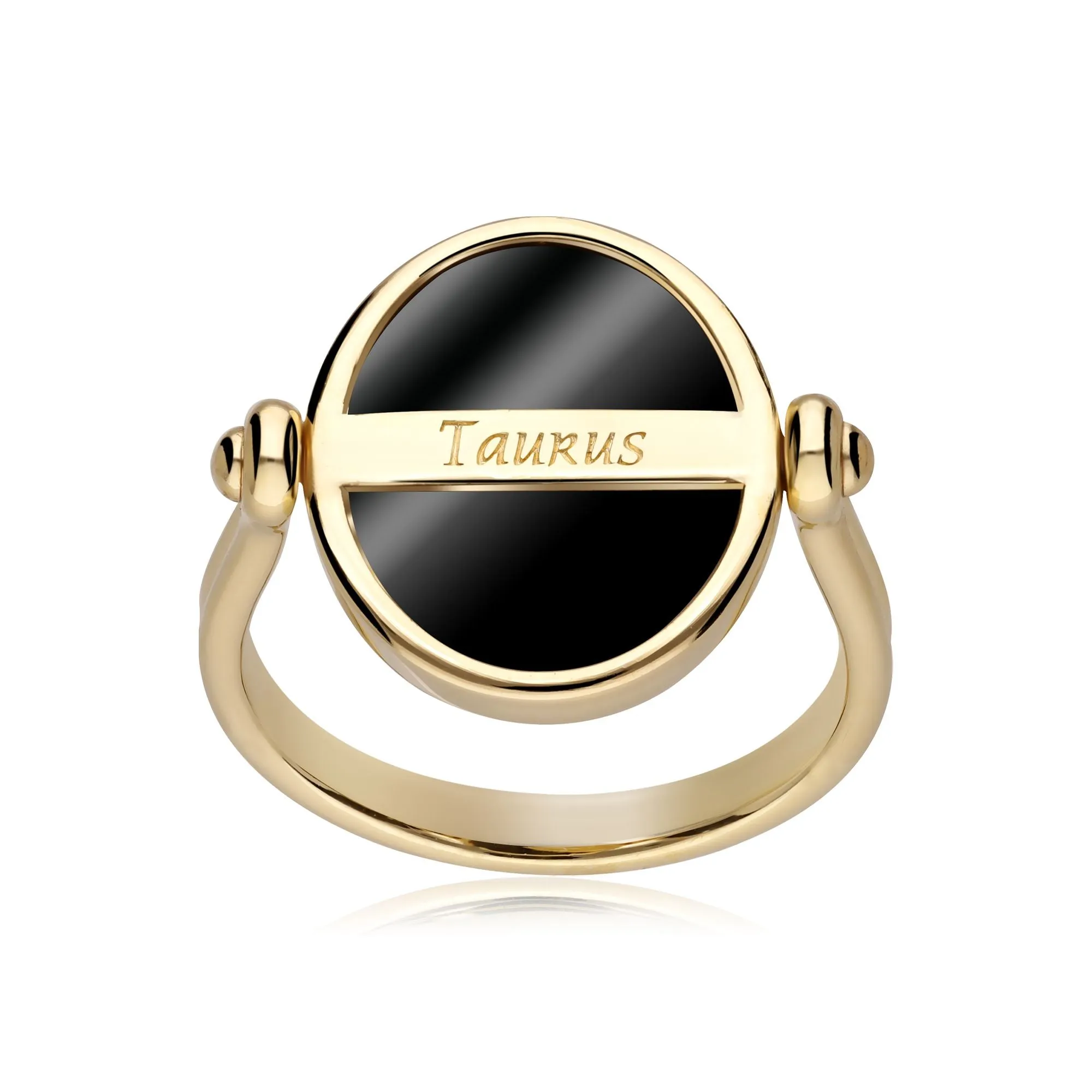 Sternzeichen Taurus Schwarzer Onyx Flip Ring