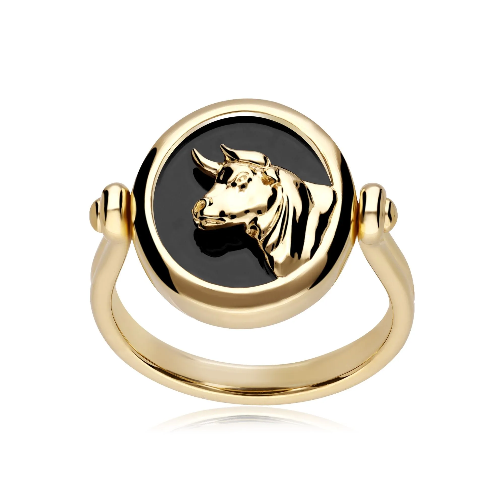 Sternzeichen Taurus Schwarzer Onyx Flip Ring