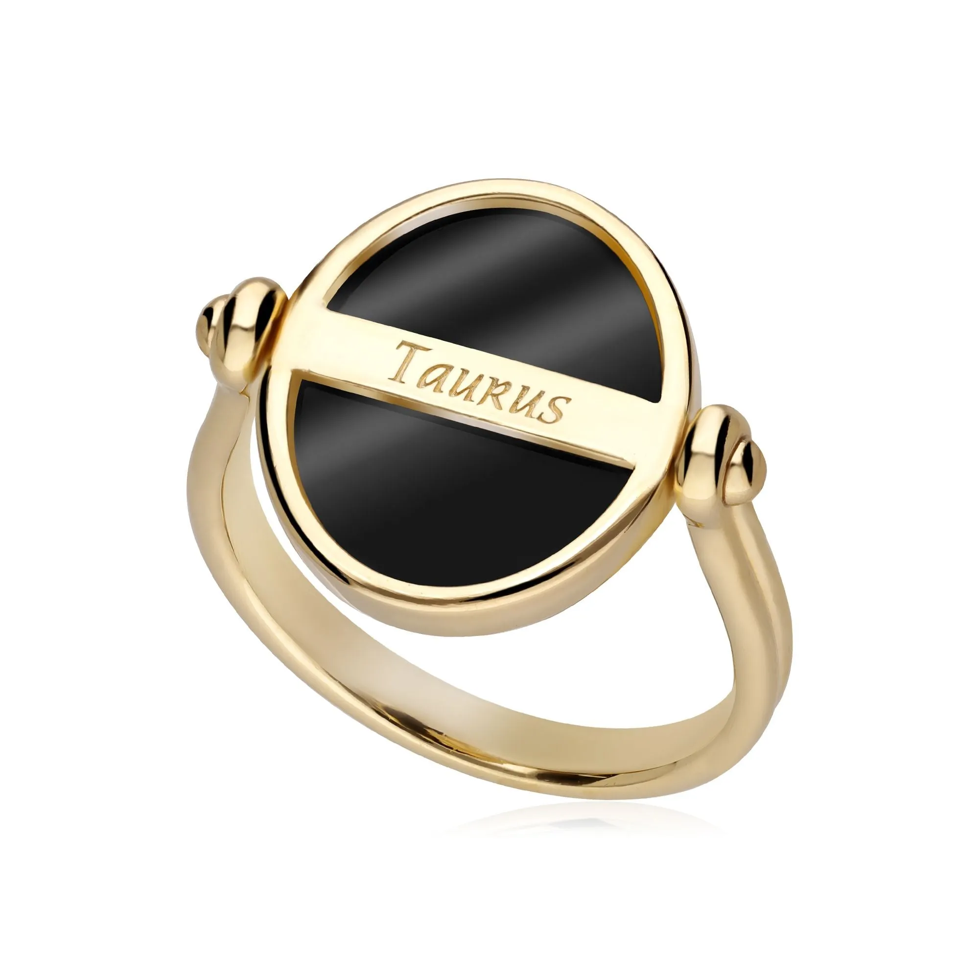 Sternzeichen Taurus Schwarzer Onyx Flip Ring