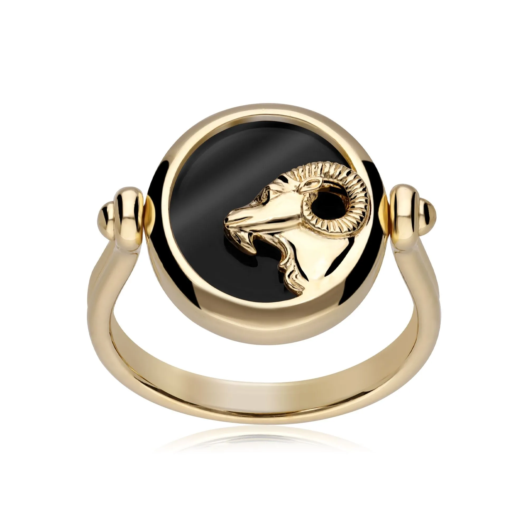 Sternzeichen Widder Schwarzer Onyx Flip Ring