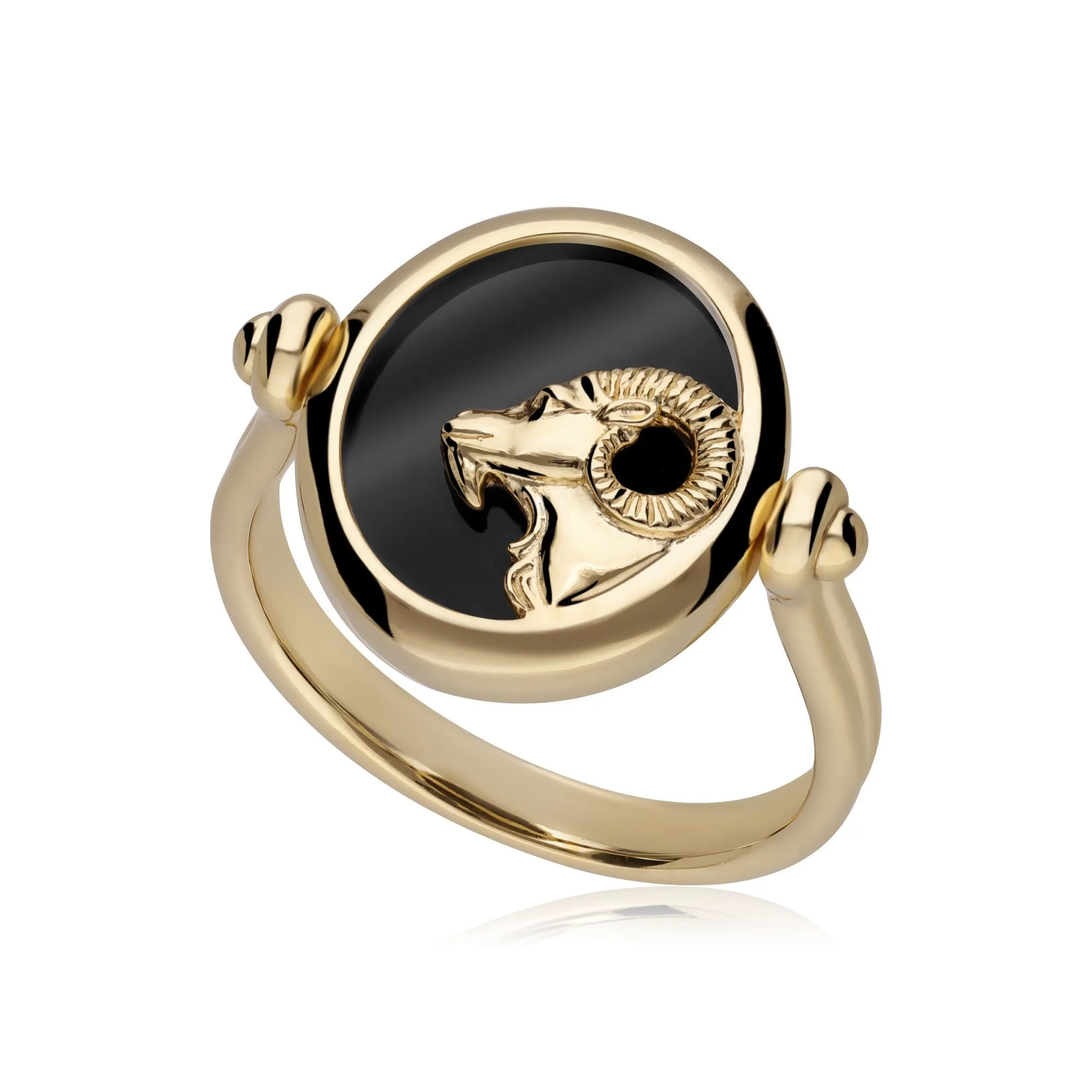 Sternzeichen Widder Schwarzer Onyx Flip Ring