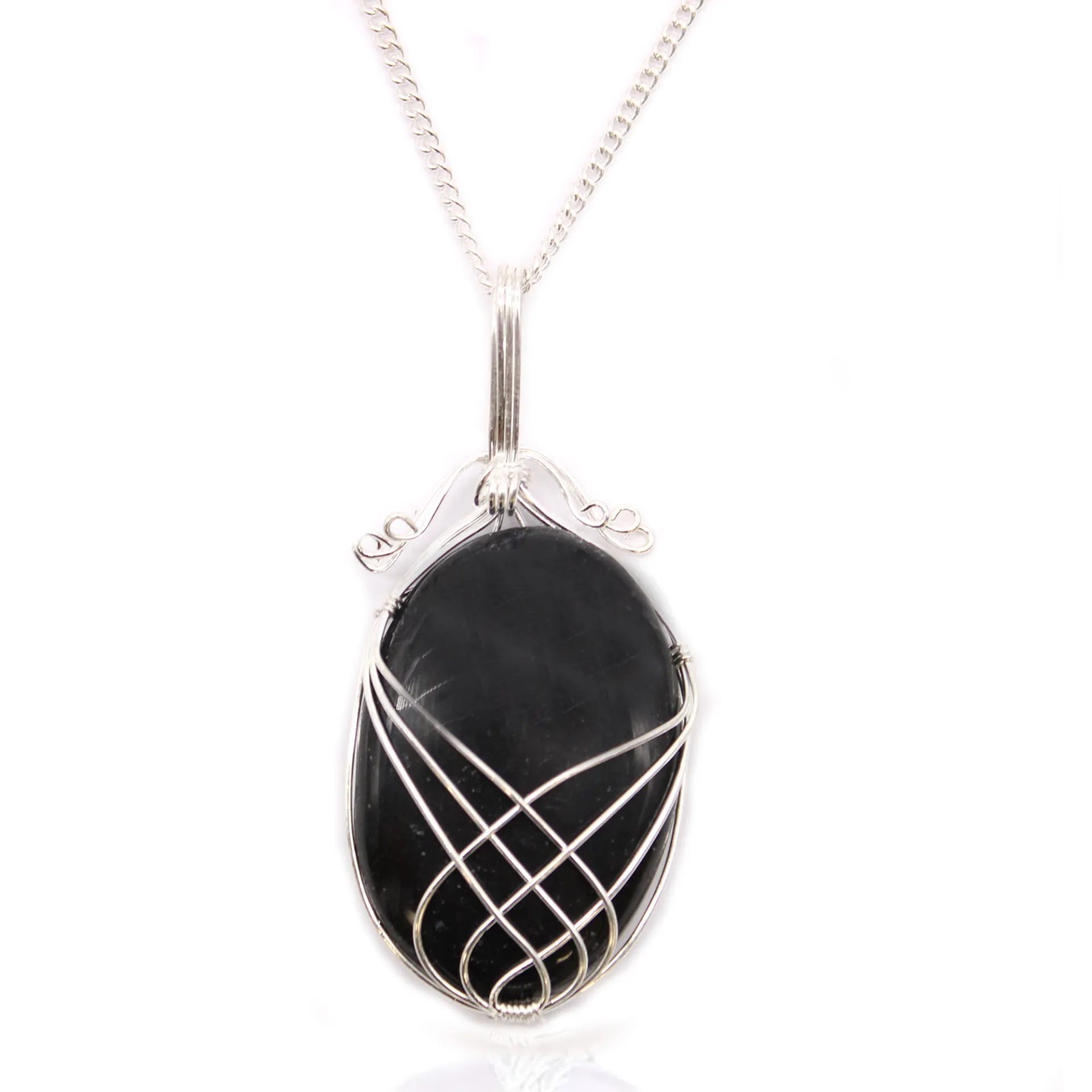 Swirl Wrapped Gemstone Necklace - Black Onyx | Unique Design, Inner Strength Stone