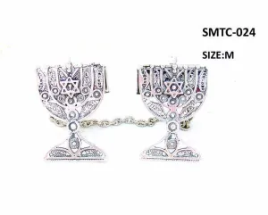 Tallit Clips Sterling Silver Filigree Star Menorah