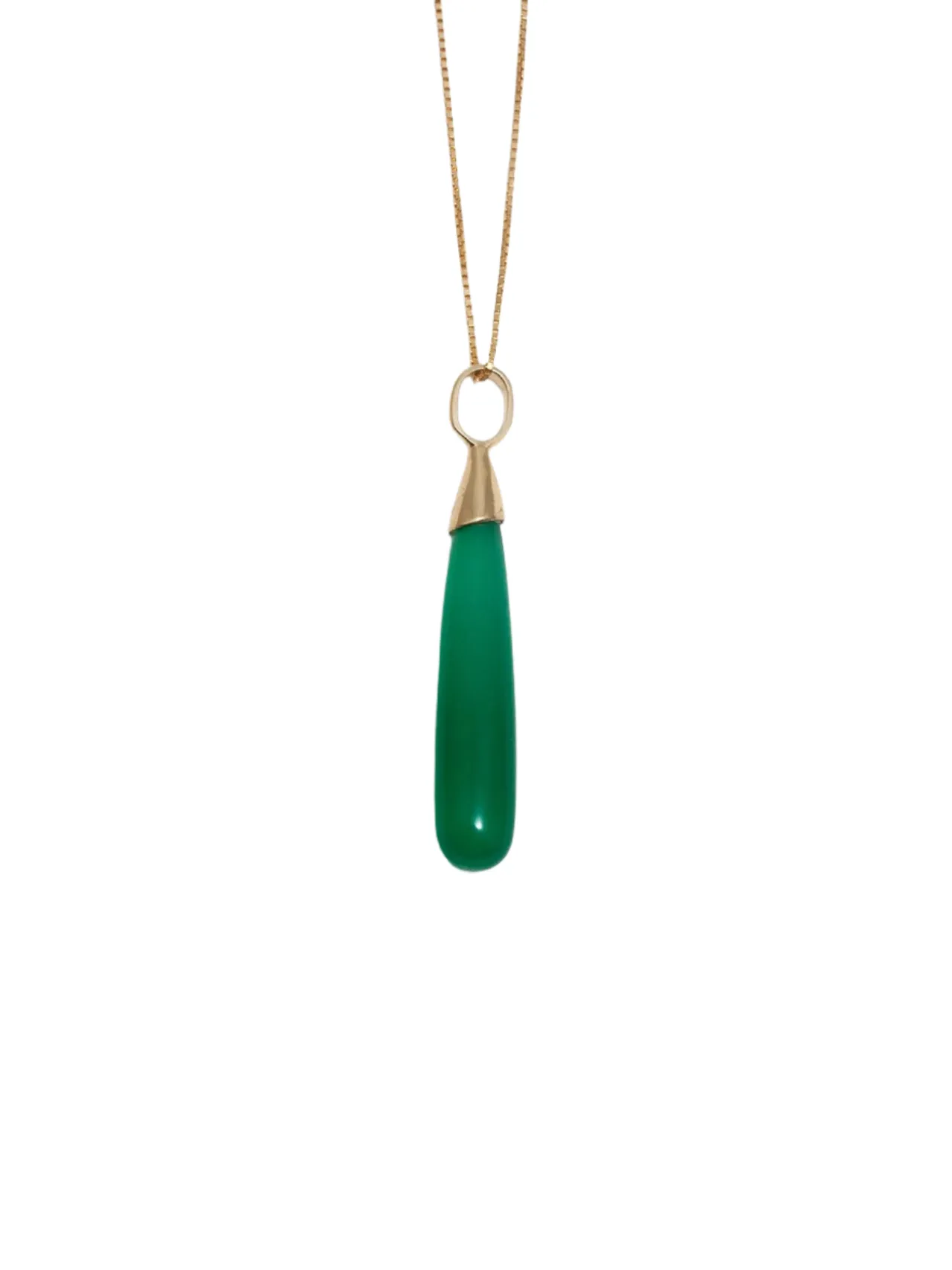 Teardrop Necklace in Green Onyx