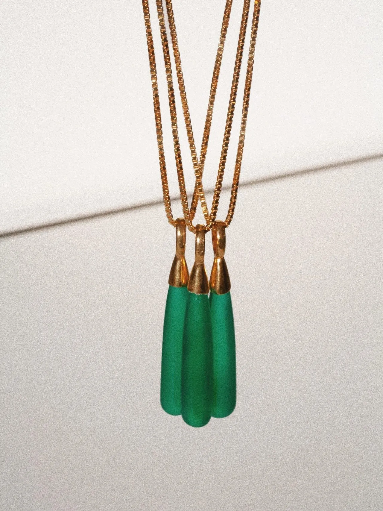 Teardrop Necklace in Green Onyx