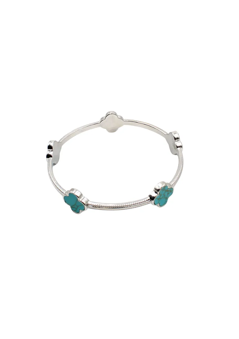 Turquoise 4 Leaf Clover Bangle