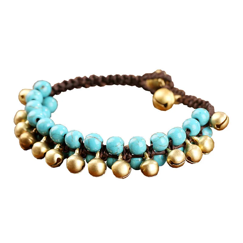 Turquoise braided bell bracelet