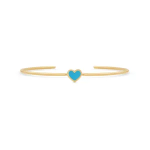 Turquoise Inlay Heart Cuff