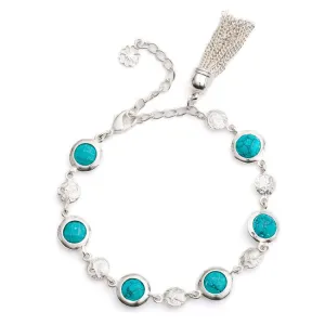 Turquoise Silver Tassel Bracelet