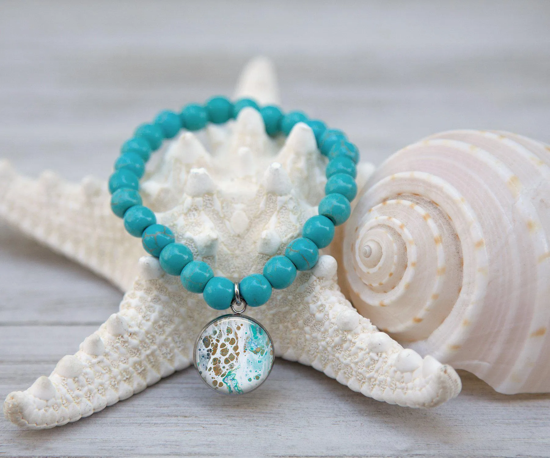 Turtle Bay Turquoise Beaded Bracelet | Beach Jewelry | Handmade