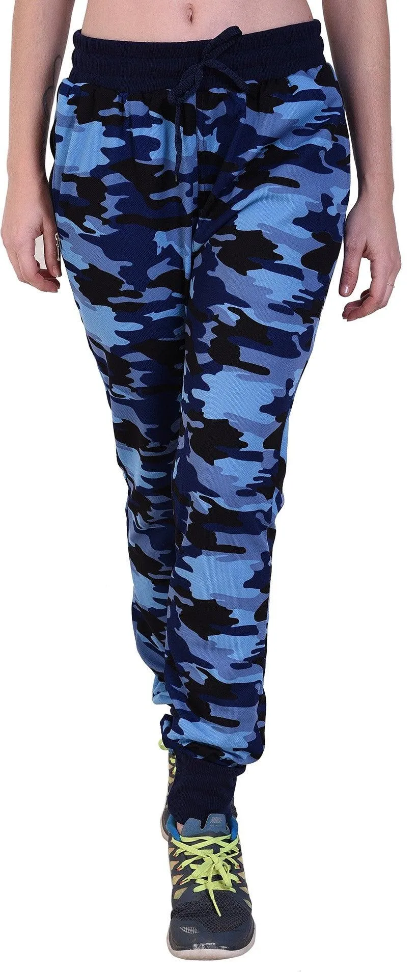 Women Blue/Black Camouflage Joggers