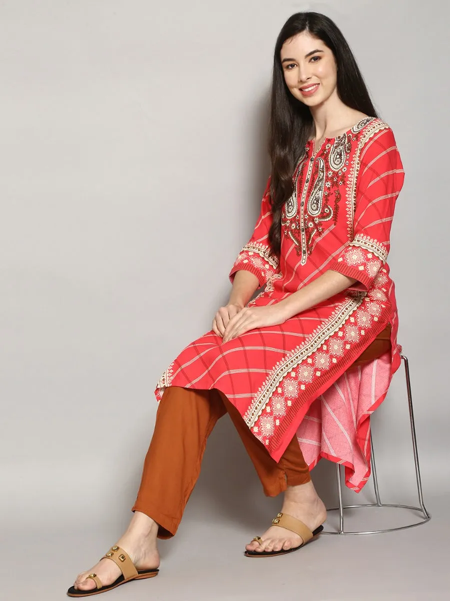 Women Coral Floral Printed Kurta